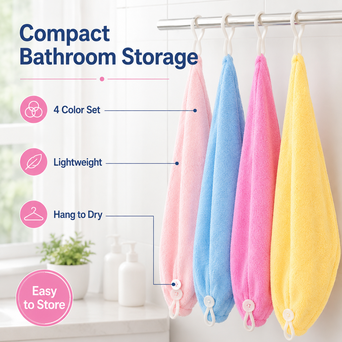 Quick-Dry Microfiber Hair Towel Wrap Cap — Set of 2
