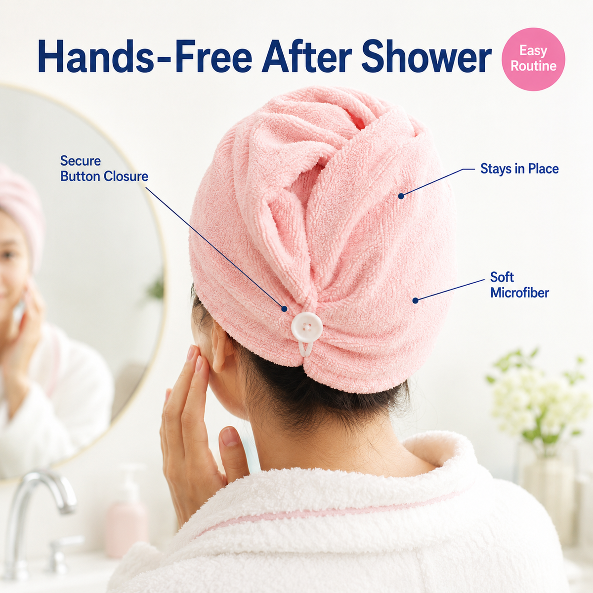 Quick-Dry Microfiber Hair Towel Wrap Cap — Set of 2