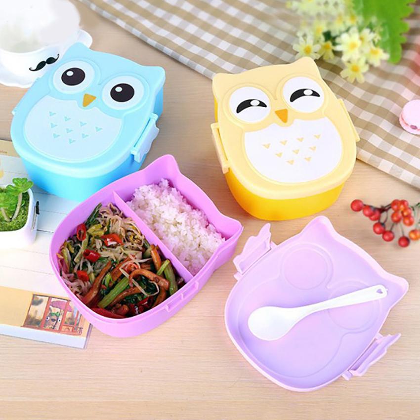 Owl Bento Lunch Box with Two Compartments for Kids