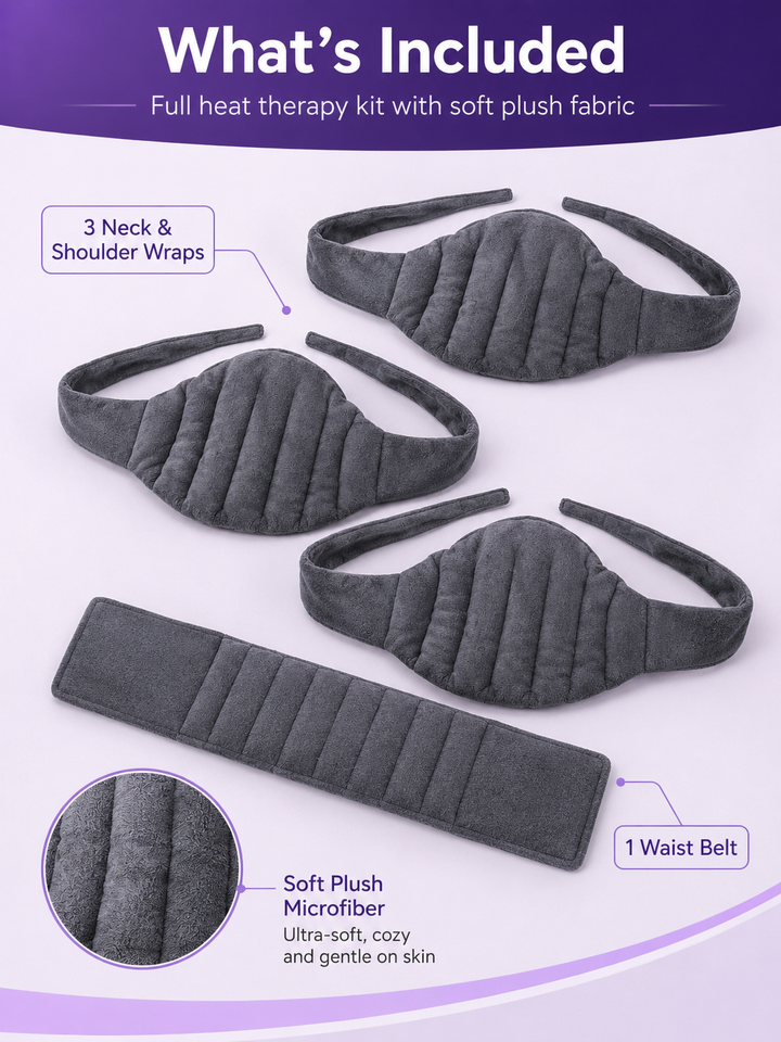 Microwave Heating Wrap — Neck, Shoulder & Waist Belt Set