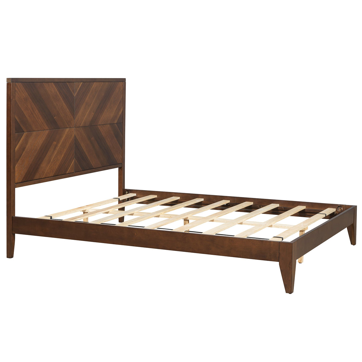 Walnut Queen Platform Bed Frame, No Box Spring Needed