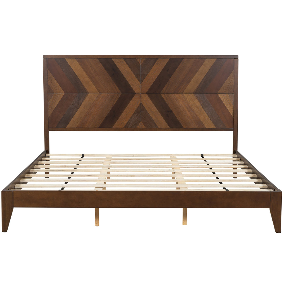 Mid-Century Platform Bed Frame, No Box Spring Needed