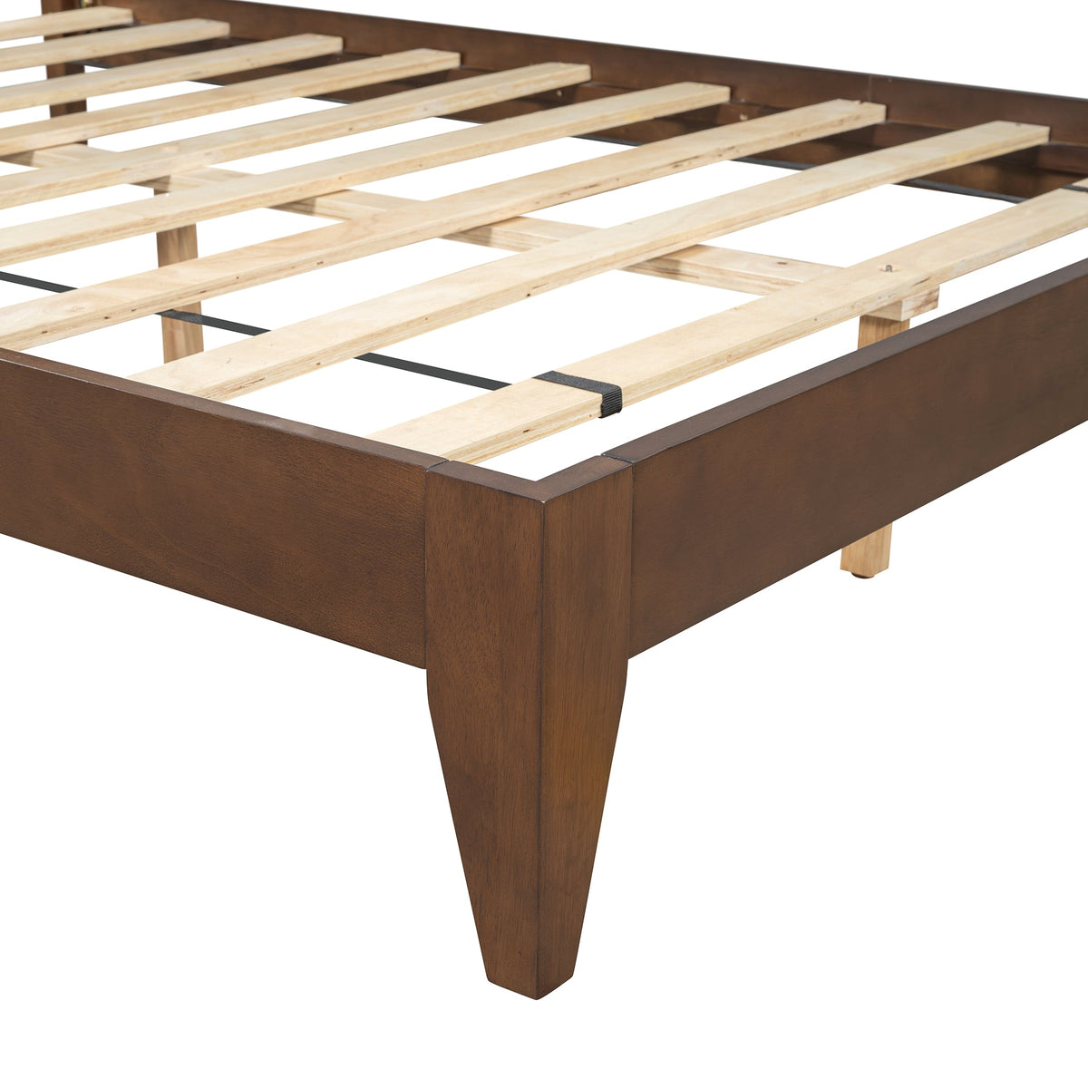 Walnut Queen Platform Bed Frame, No Box Spring Needed