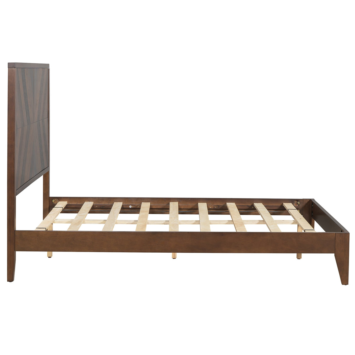 Walnut Mid-Century Platform Bed Frame, Full Size
