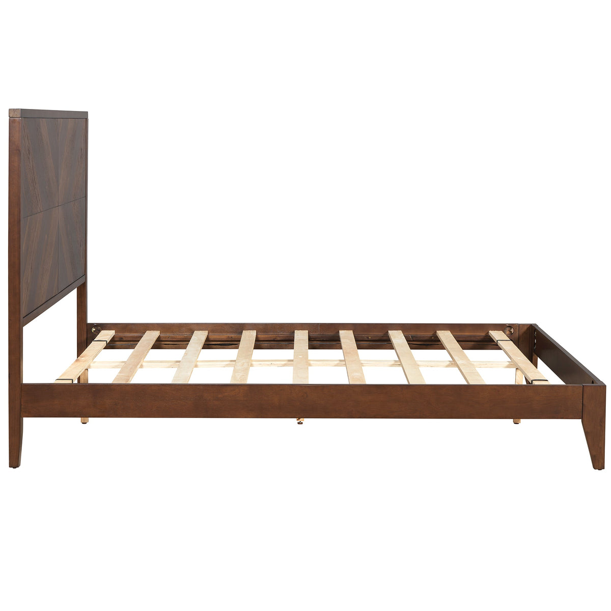 Walnut Queen Platform Bed Frame, No Box Spring Needed