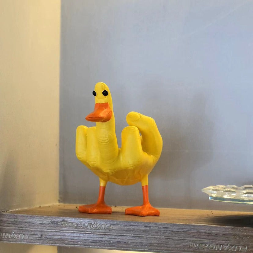 Middle Finger Duck Statue for Playful Desk Decor Gift