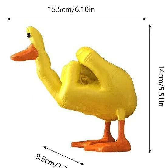 Middle Finger Duck Statue for Playful Desk Decor Gift