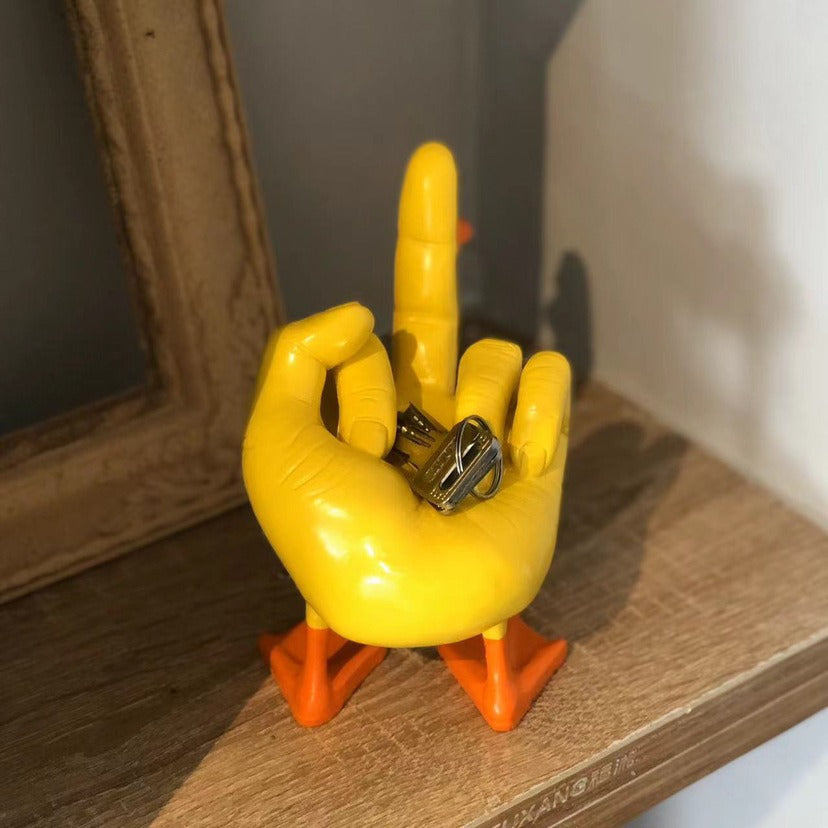 Middle Finger Duck Statue for Playful Desk Decor Gift
