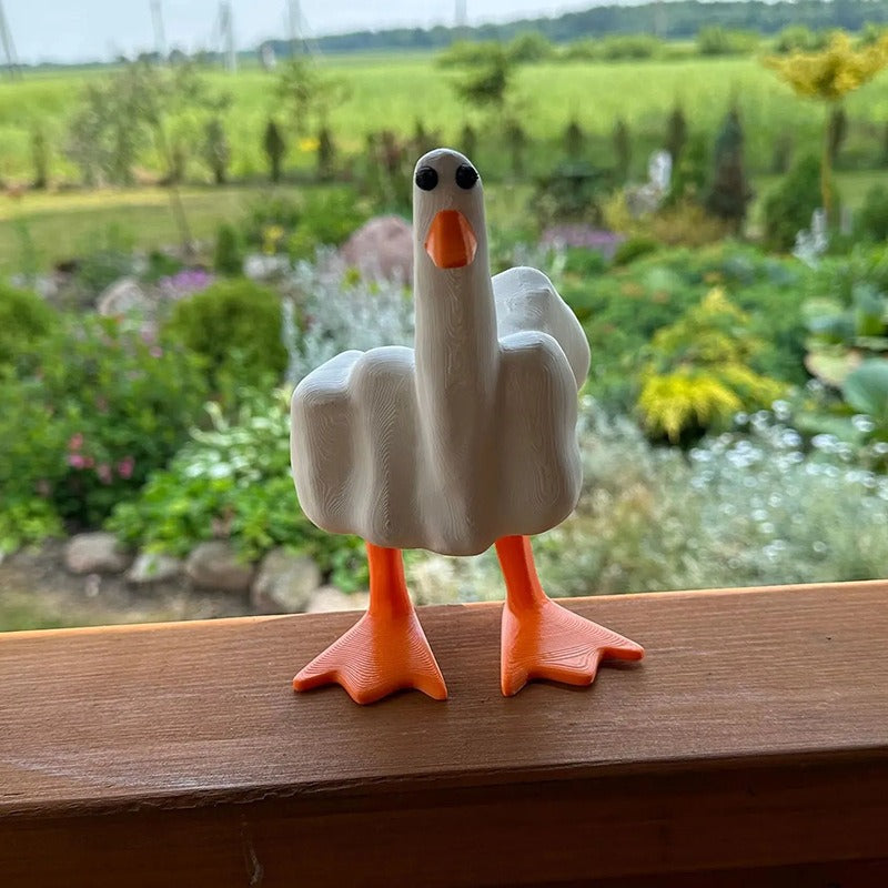Middle Finger Duck Statue for Playful Desk Decor Gift