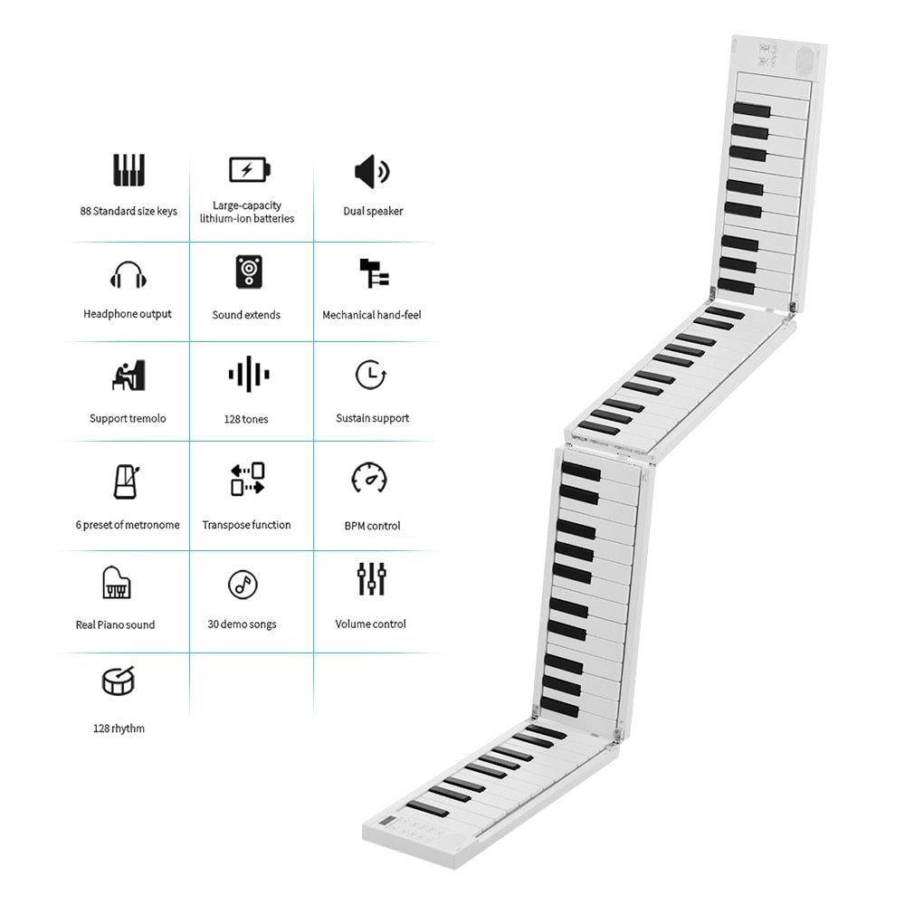 Foldable 88-Key Electronic Piano for Portable Practice