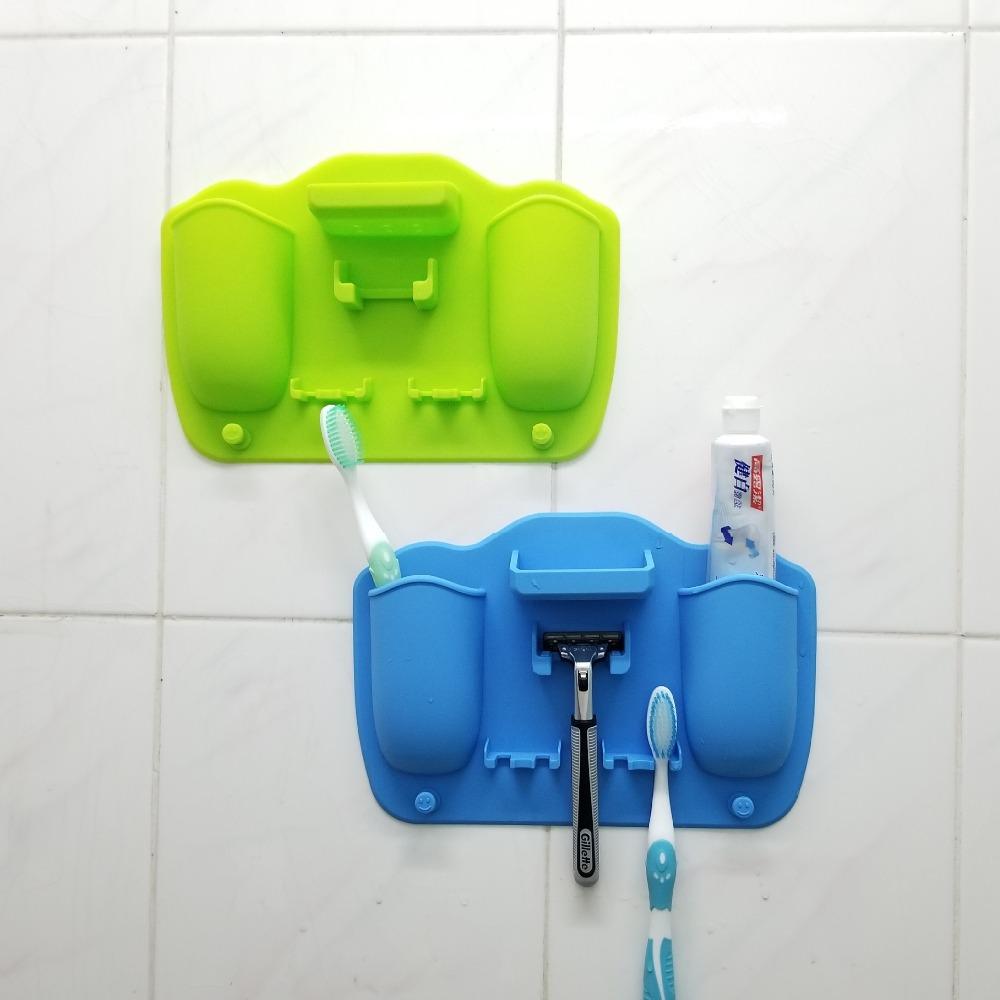 Wall Mount Silicone Toothbrush Holder, No Drilling Needed