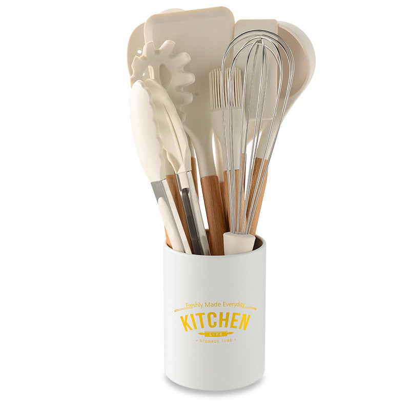 Non-Stick Silicone Cooking Utensil Set With Storage Tube
