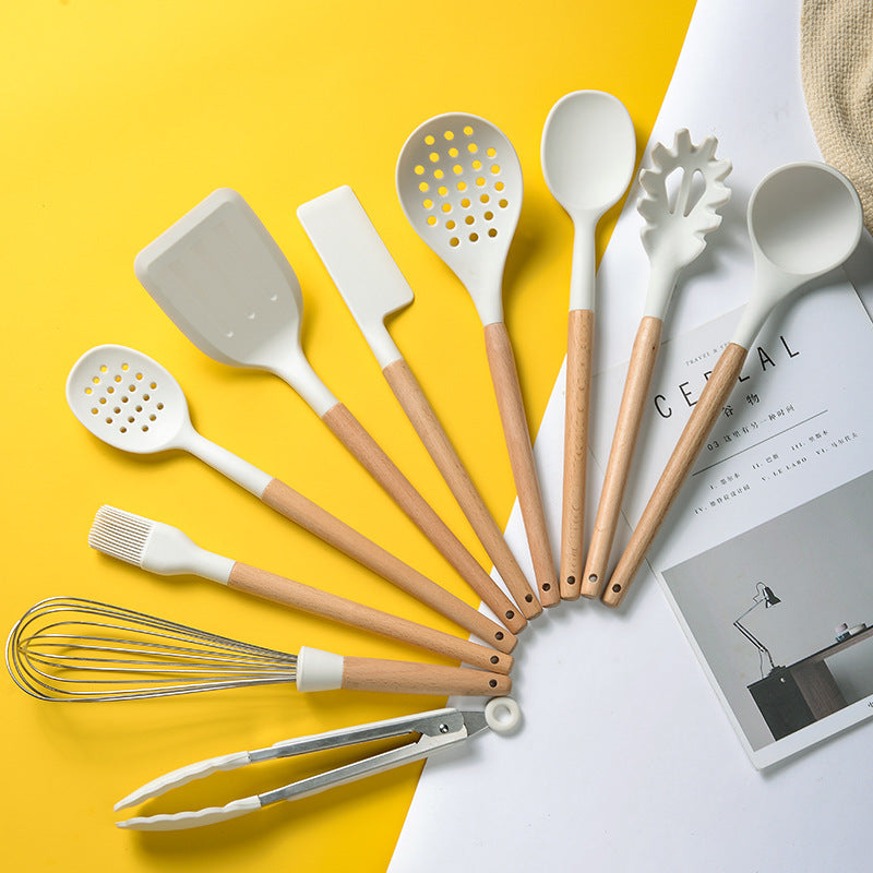 Non-Stick Silicone Cooking Utensil Set With Storage Tube