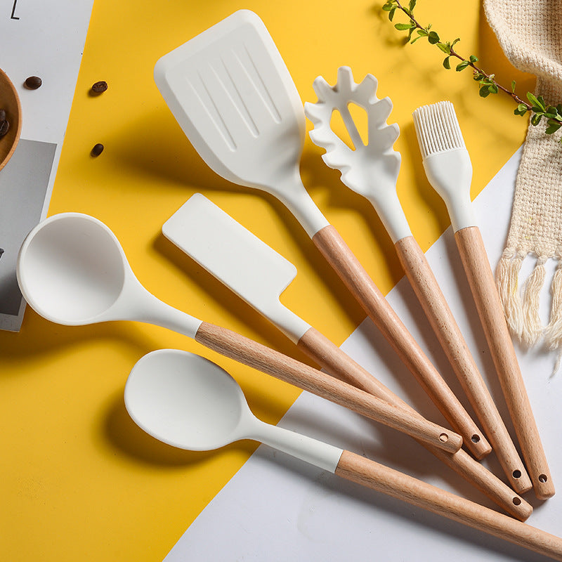 Non-Stick Silicone Cooking Utensil Set With Storage Tube