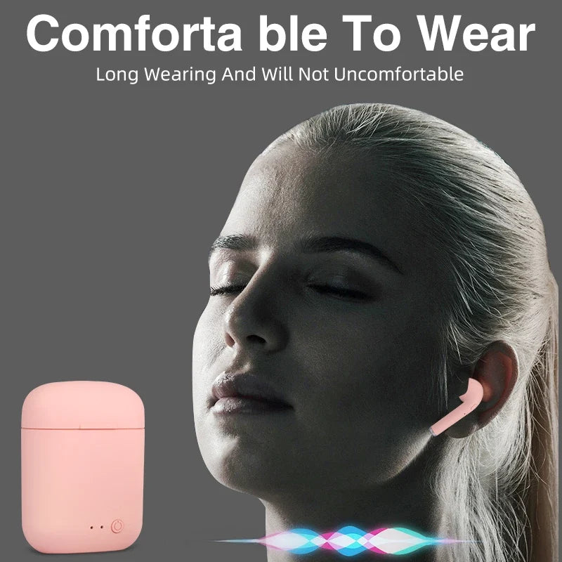 Matte Macaron Wireless Earbuds With Mic & Charging Case