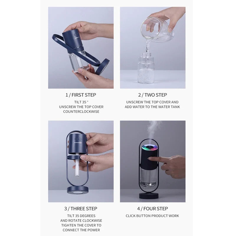 Bedroom Humidifier Night Light With Tilting Mist Nozzle