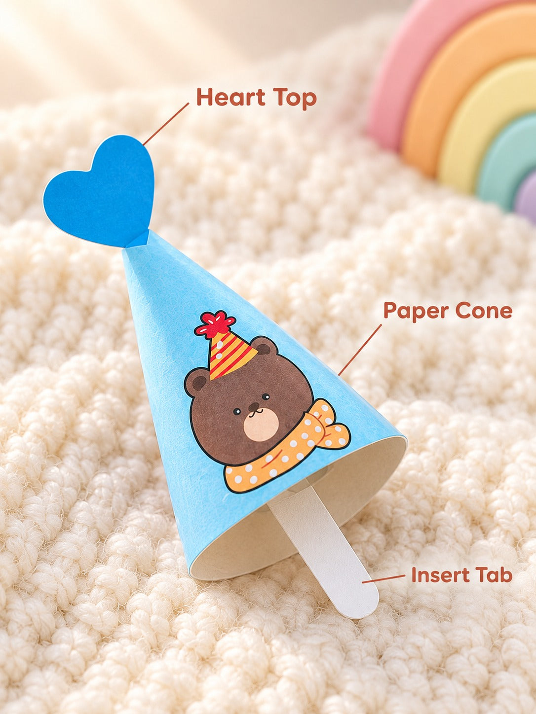 Mini Birthday Hat Cake Toppers for Kids' Party Cakes