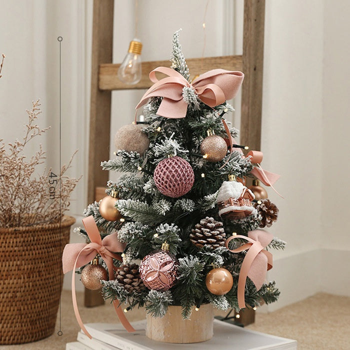 Mini Christmas Tree Decoration With Warm Lights & Ornaments