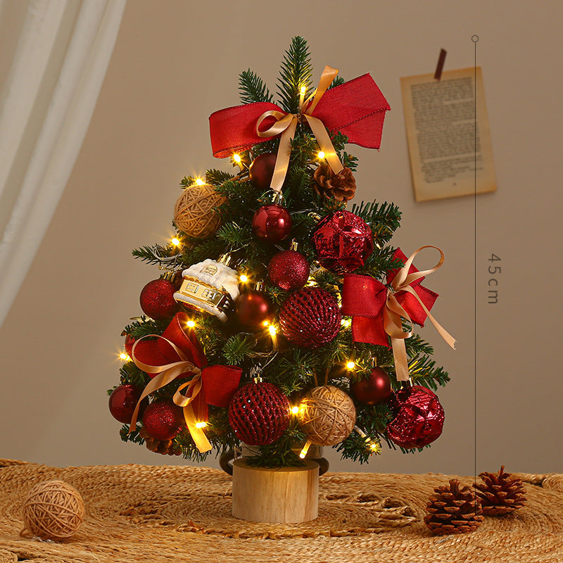 Mini Christmas Tree Decoration With Warm Lights & Ornaments