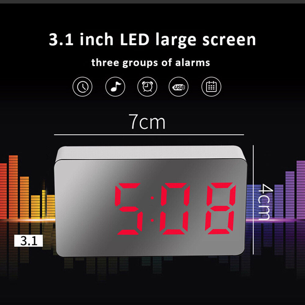 Digital Alarm Clock with Large 3.1-Inch LED Display