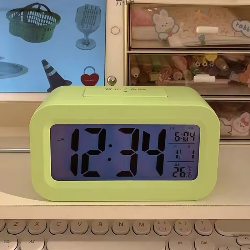 Mini Alarm Clock — Clear Time, Date & Temperature Display