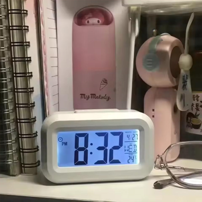 Mini Alarm Clock — Clear Time, Date & Temperature Display