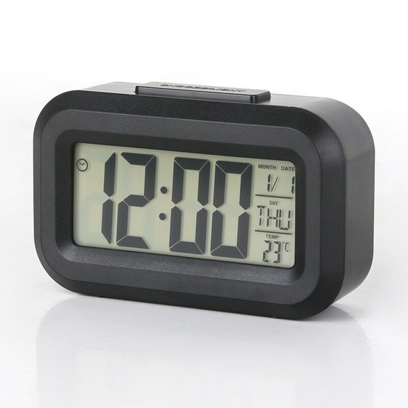 Mini Alarm Clock — Clear Time, Date & Temperature Display