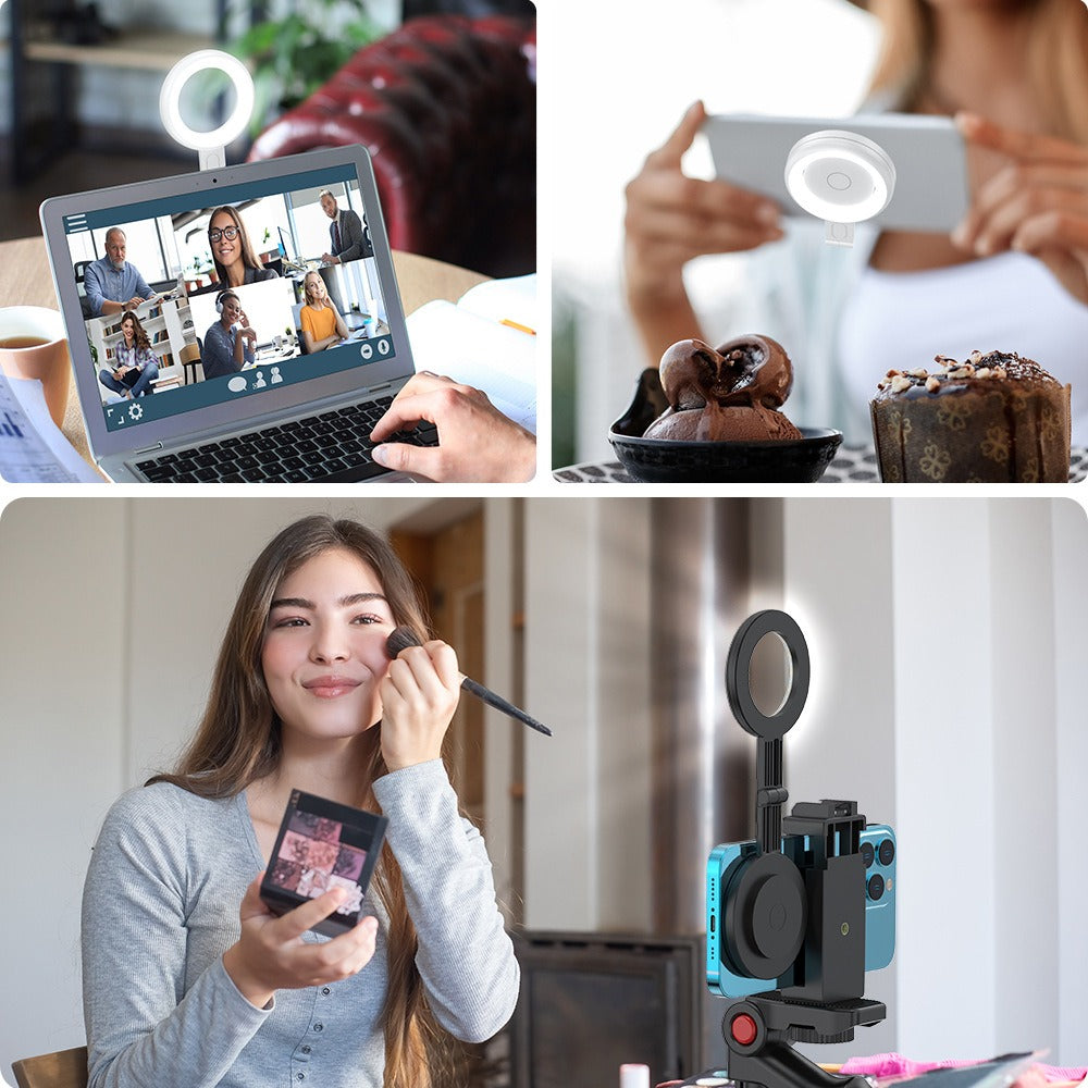 Magnetic Mini Selfie Ring Light with 180° Flip Fill