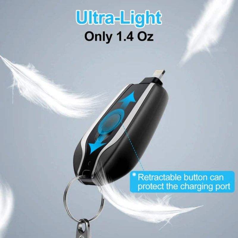 Keychain Phone Charger 1500mAh Portable Emergency Power