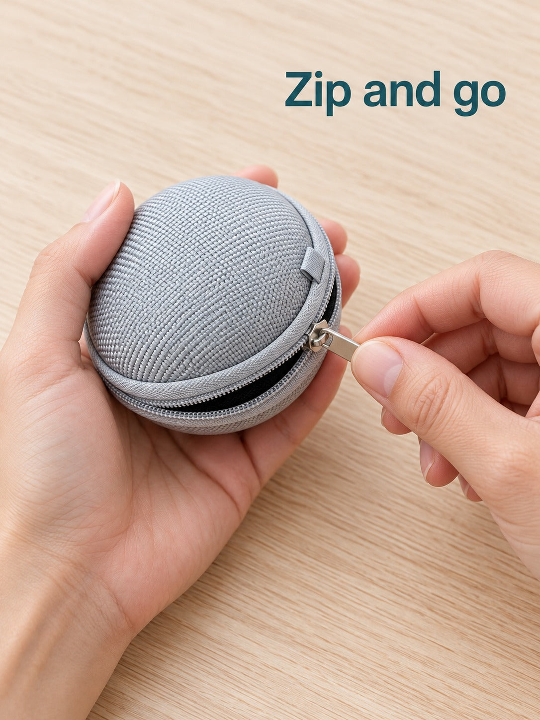 Mini Round Zipper Earphone Pouch for Coins and SD Cards