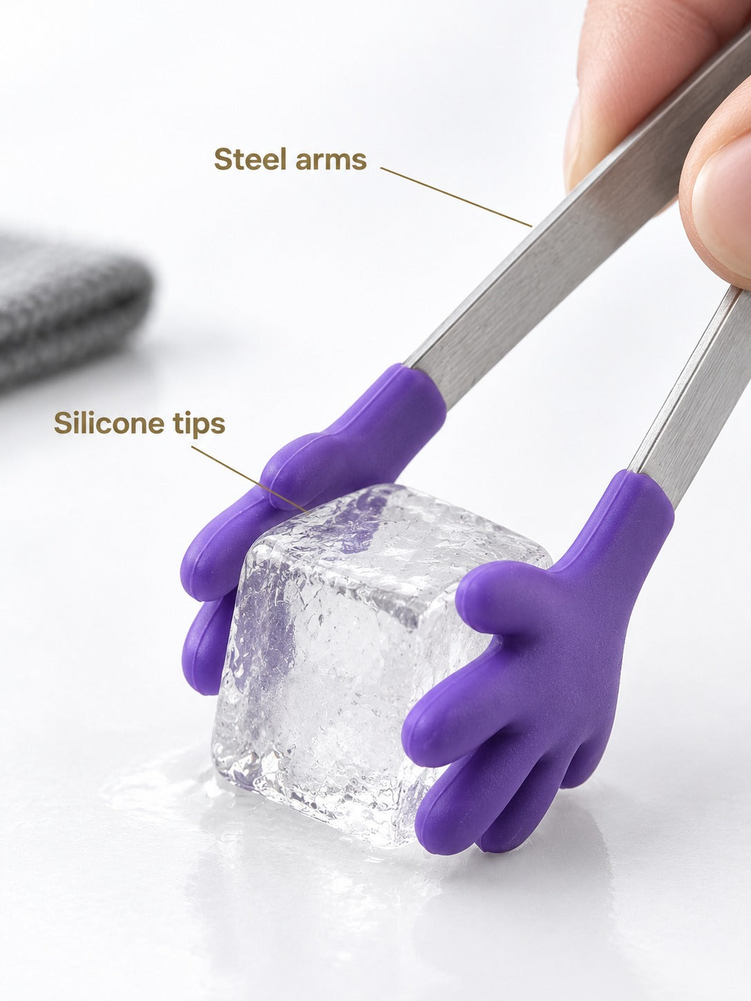 Mini Silicone Ice Tongs, Stainless Steel Food Clips