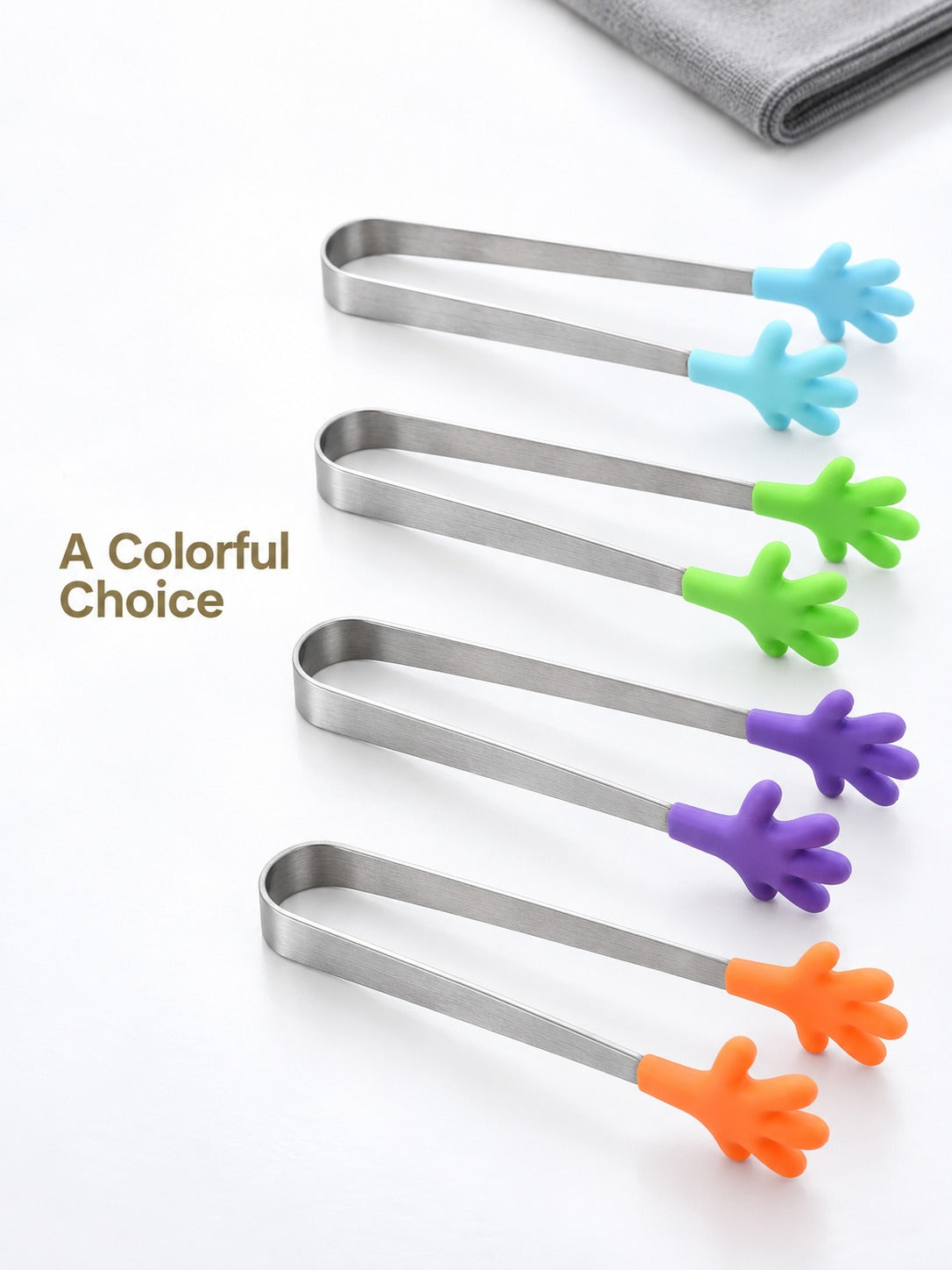 Mini Silicone Ice Tongs, Stainless Steel Food Clips