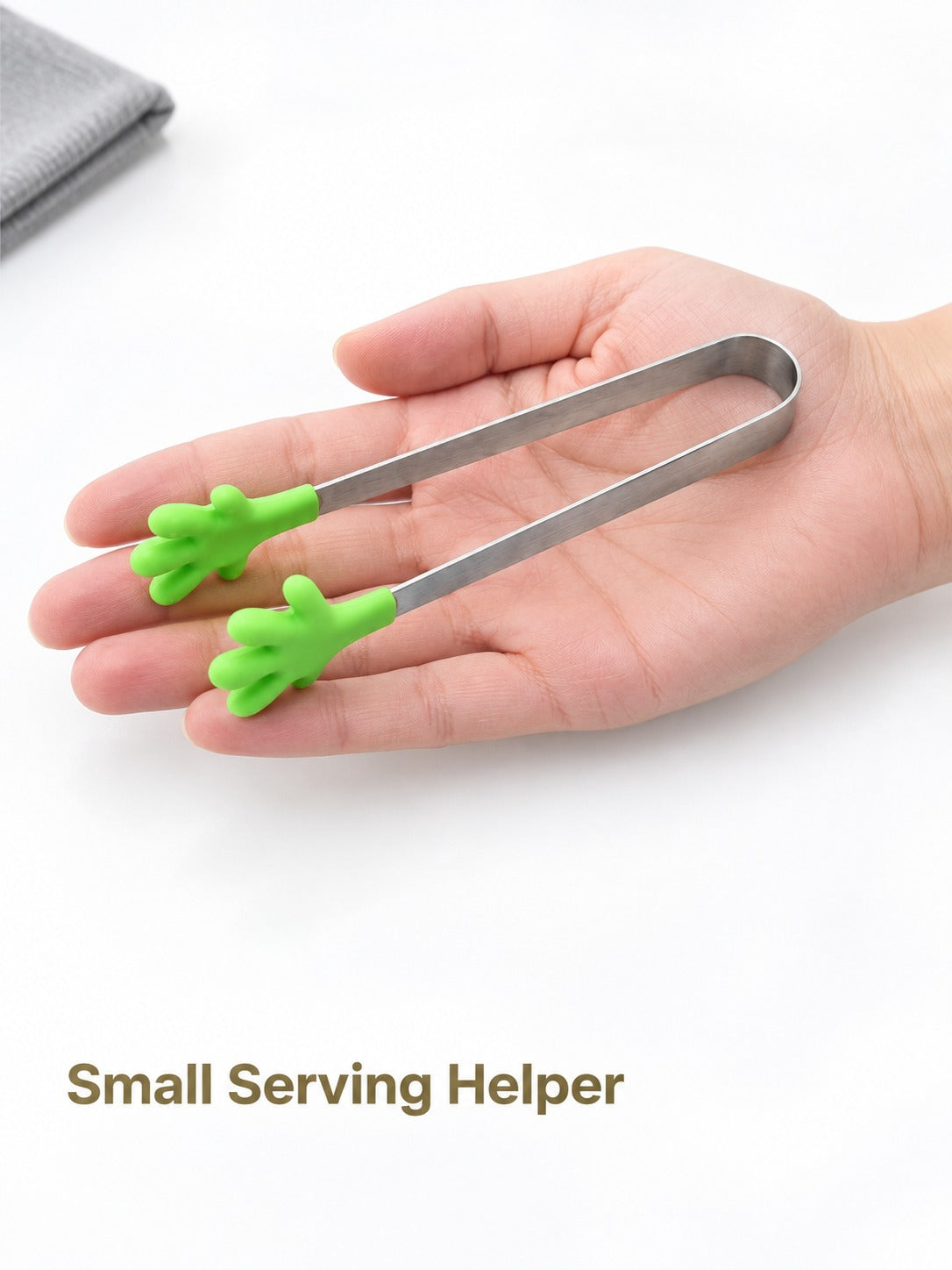 Mini Silicone Ice Tongs, Stainless Steel Food Clips