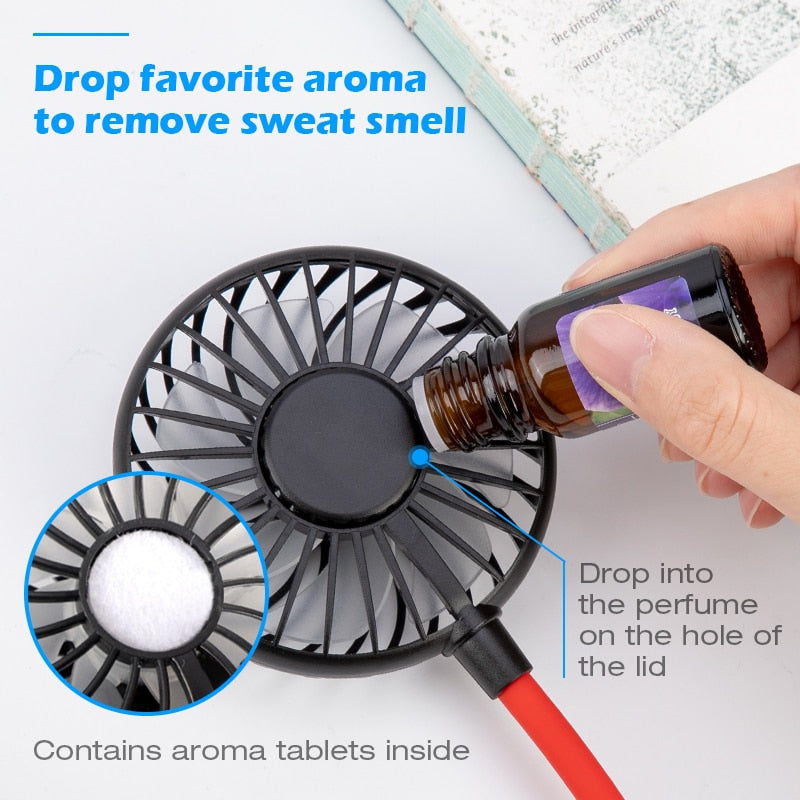 Portable Neck Fan with 360° Airflow & Aroma Tablet