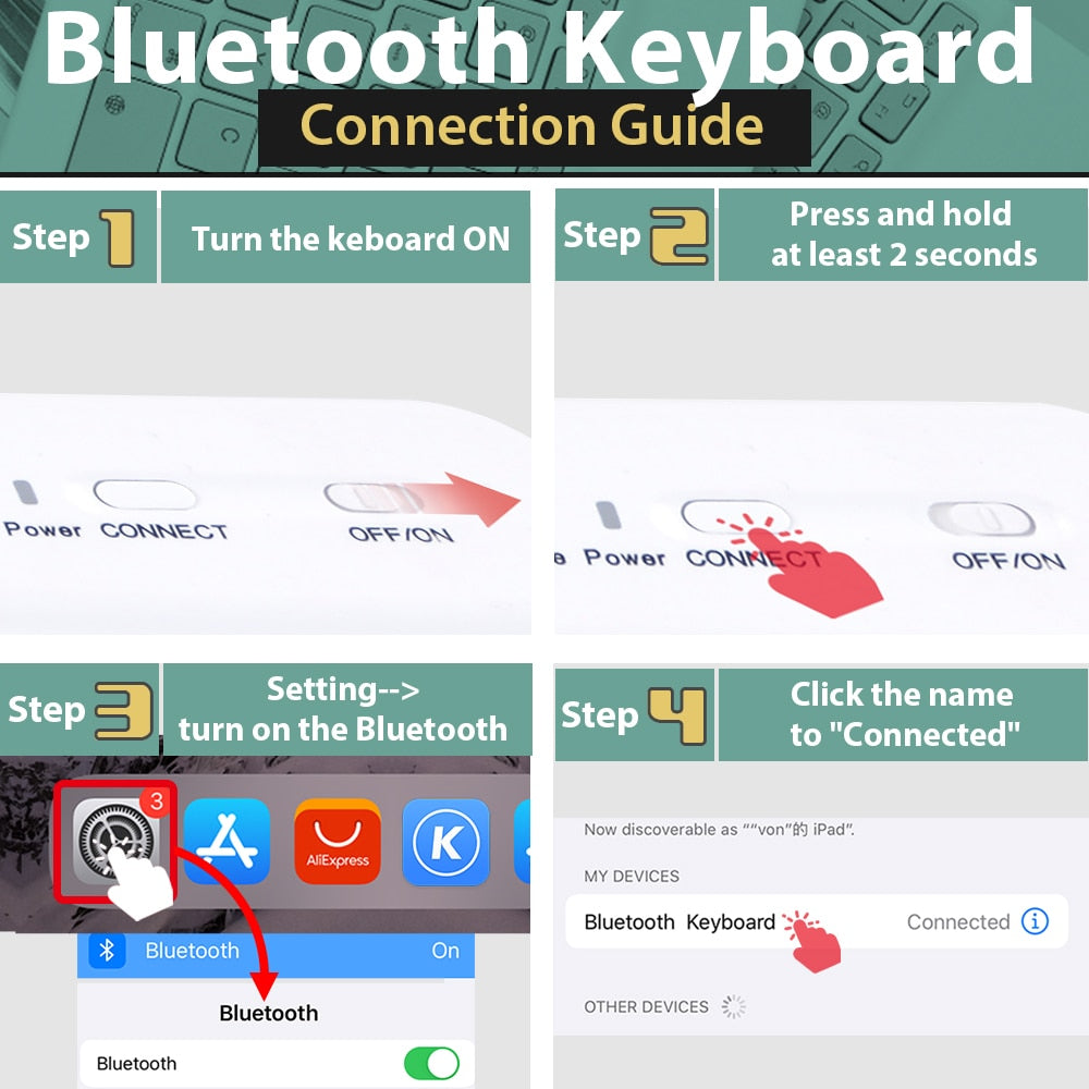 Ultra-Thin Bluetooth Keyboard for iPad and Phone