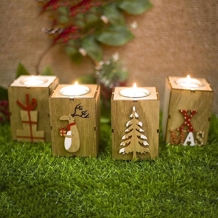 Wooden Christmas Candle Holders for Cozy Holiday Glow