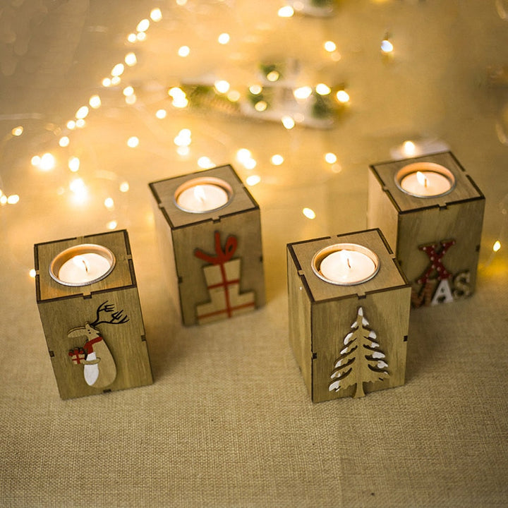Wooden Christmas Candle Holders for Cozy Holiday Glow