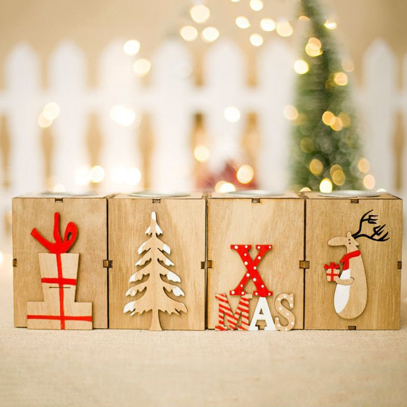 Wooden Christmas Candle Holders for Cozy Holiday Glow