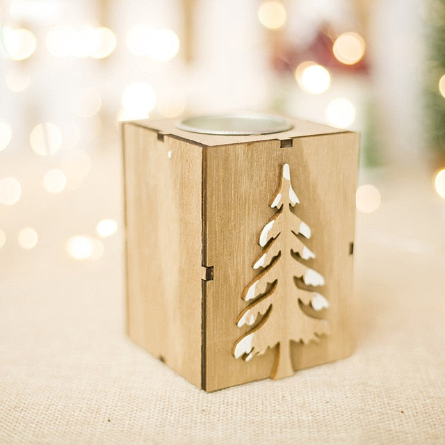 Wooden Christmas Candle Holders for Cozy Holiday Glow