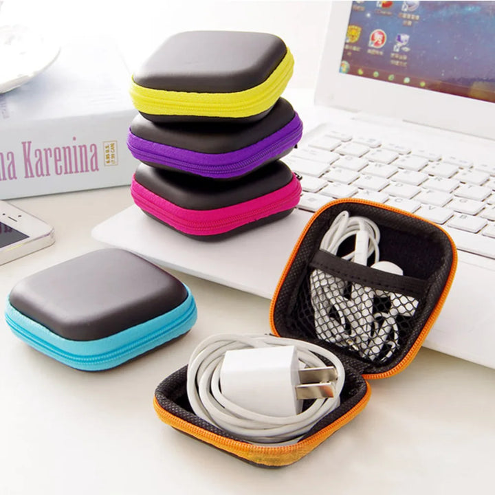 Mini Zipper Headphone Case for Earbuds and USB Cables