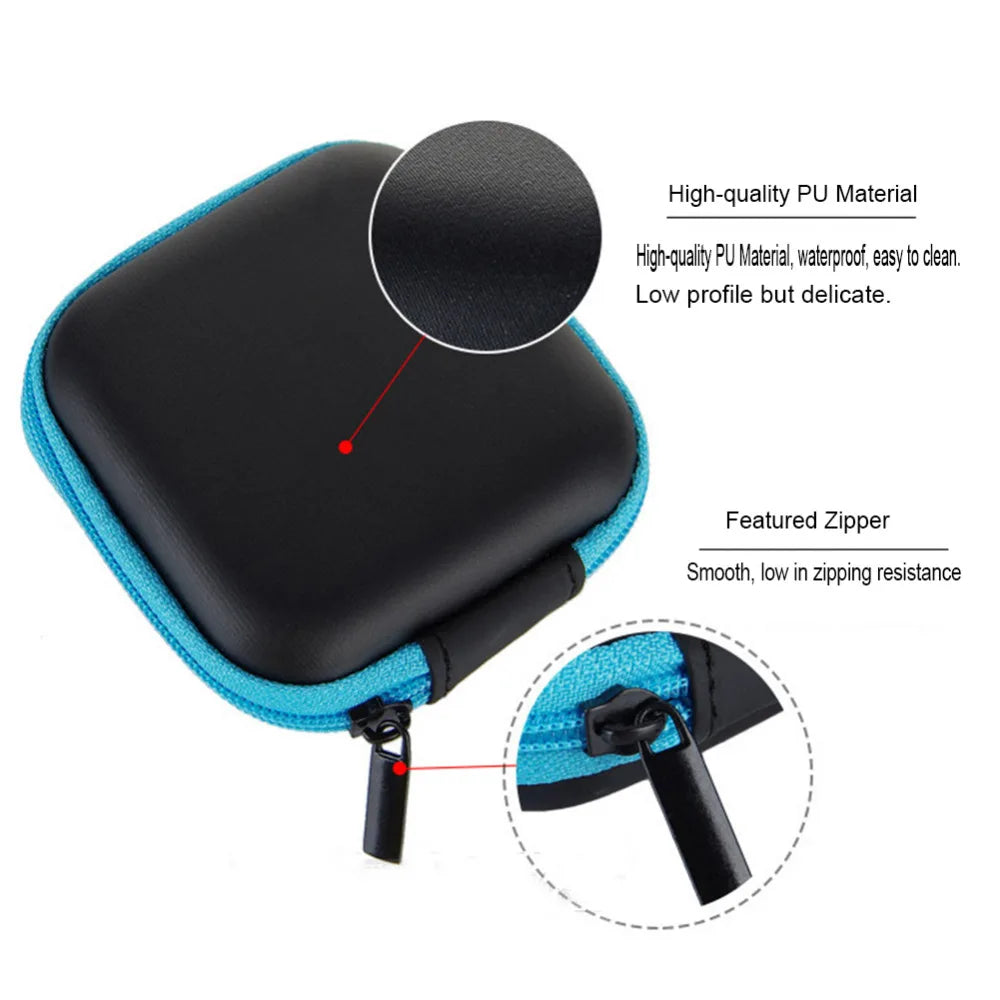 Mini Zipper Headphone Case for Earbuds and USB Cables