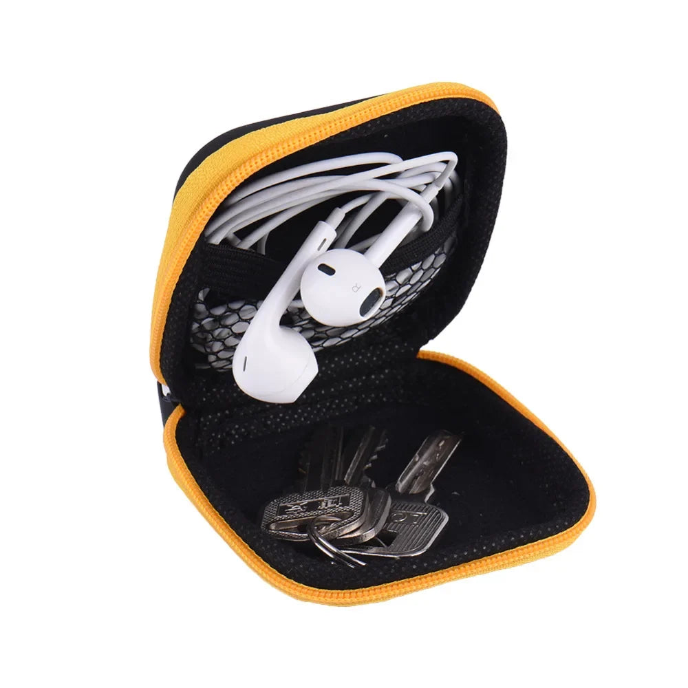 Mini Zipper Headphone Case for Earbuds and USB Cables