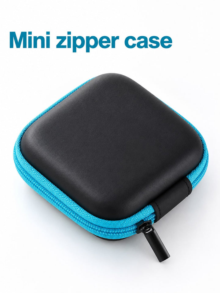 Mini Zipper Headphone Case for Earbuds and USB Cables