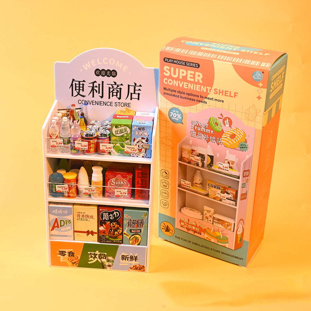 Miniature Supermarket Shelf Toy for Colorful Pretend Play