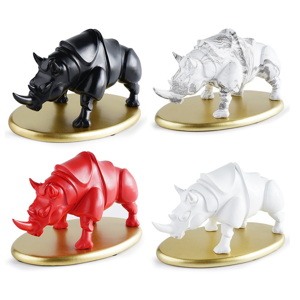 Rhinoceros Home Decor Sculpture With Gold Display Base