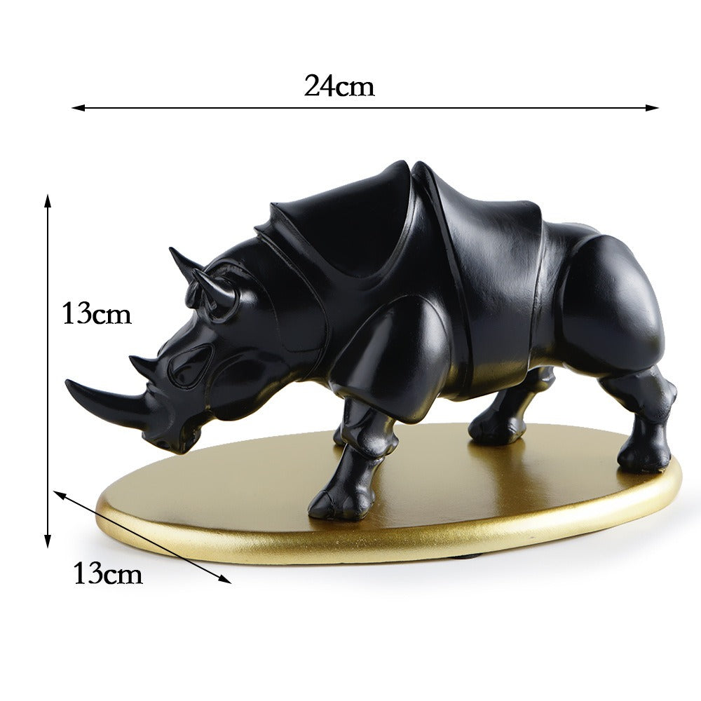 Rhinoceros Home Decor Sculpture With Gold Display Base