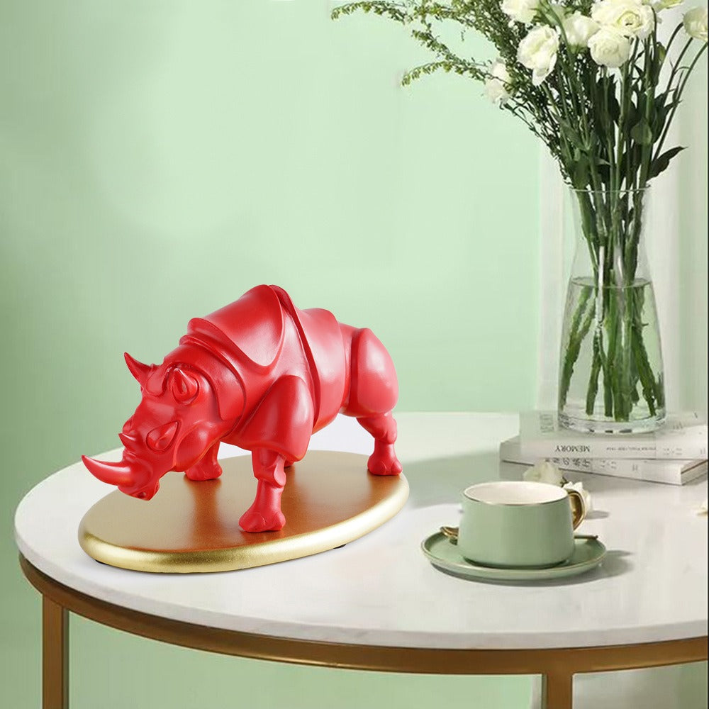 Rhinoceros Home Decor Sculpture With Gold Display Base