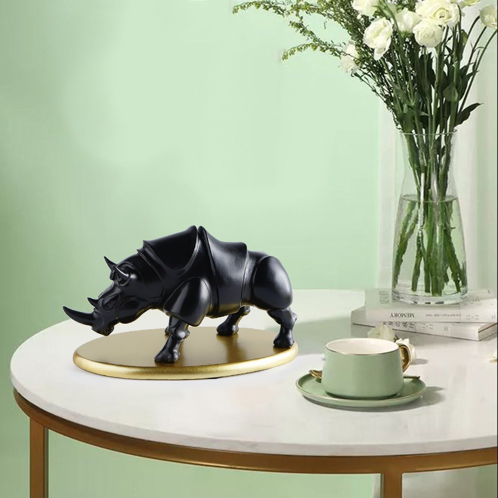 Rhinoceros Home Decor Sculpture With Gold Display Base