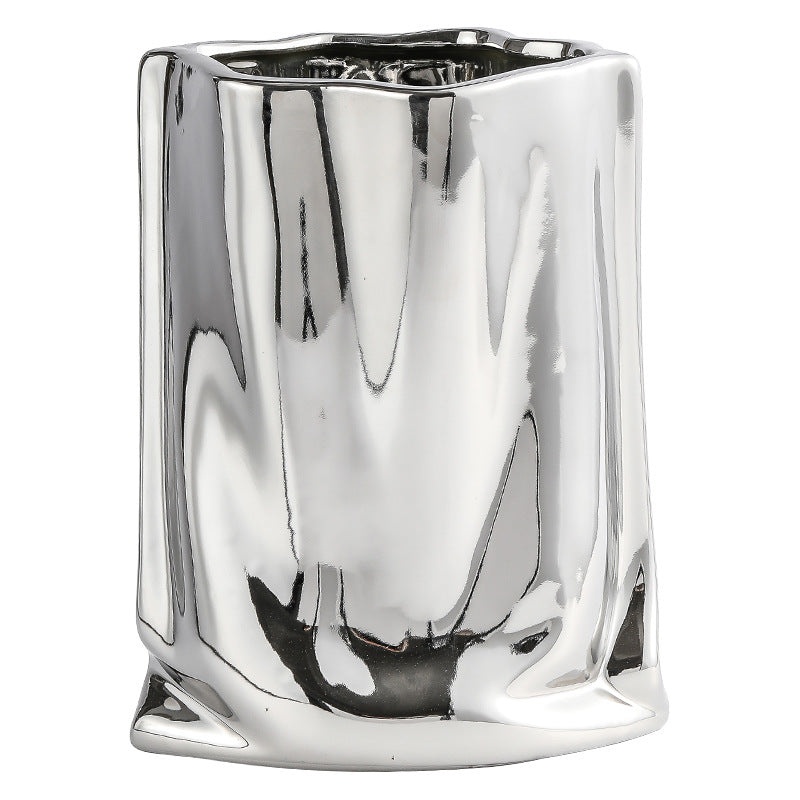 Ceramic Pleated Vase for Fresh & Dried Flower Decor