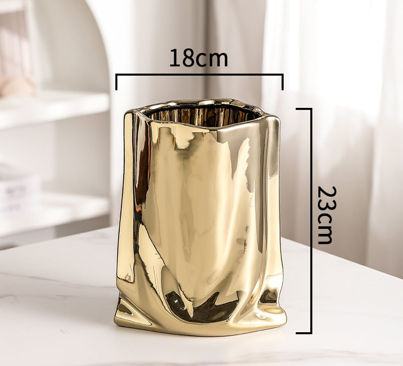 Ceramic Pleated Vase for Fresh & Dried Flower Decor